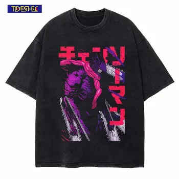 Vasarą Moterys Medvilnės Derliaus Atsitiktinis Vyrų T-Shirt Japonija Plauti Anime Modelio Spausdinimo Trumpas Rankovės Hip-Hop Harajuku Streetwear Tees