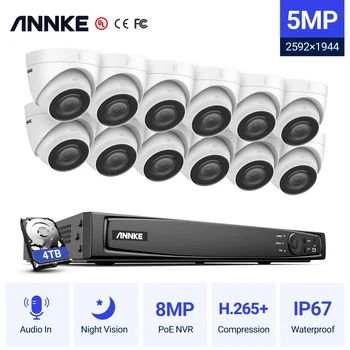 ANNKE H500 5MP H. 265+ 16CH PoE Tinklą, Vaizdo Apsaugos Sistemos 12X IP67 atsparus Vandeniui Lauko POE IP Kameros Plug Žaisti PoE Kit Fotoaparatas