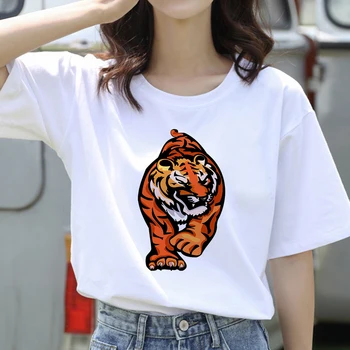 Moterų marškinėliai Animacinių filmų Tigras Spausdinti Estetinės Mados Mergaitė 90s T-shirt Harajuku Ulzzang Grafinis Vasaros T-shirt Viršų Moteriška Apranga