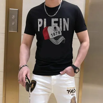 Karšto pardavimo vyriški dizaineris kalnų krištolas, T-marškinėliai trumpomis rankovėmis mados slim brand T-shirt prabangus dizainas 164