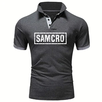 Vasaros vyriški POLO marškinėliai SOA Sons of anarchy vaikas SAMCRO Spausdinti vientisos spalvos POLO marškinėliai Grynos medvilnės vyriški trumpomis rankovėmis