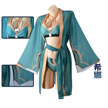 Žaidimas Genshin Poveikio Praleisti hina Kostiumas Hina Anime Cosplay Plaukimo kostiumas maudymosi kostiumėliai, Klasikinis kostiumas