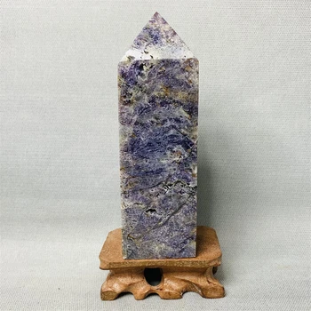 507g Sphalerite Geode Šešiakampe Pagoda Obeliskas Violetinės Dryžuotos Brangakmenio Kristalų ir Akmenų Gydomųjų Raganavimas 