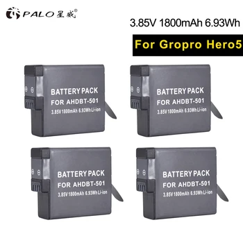 PALO 4 vnt bateria AHDBT 501 fotoaparato baterija baterijos digital AHDBT-501 1800mAh Už GoPro Hero 5 Gopro Hero 6 Veiksmų fotoaparatas