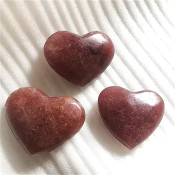 Didmeninė gydymo kristalų amatų brangakmenio liaudies skulptūra raudona braškių kvarco širdies apdaila