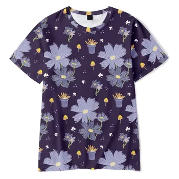 gėlės T-shirt 3D skaitmeninis spausdinimas Pavasario stiliaus vasaros trumparankoviai marškinėliai