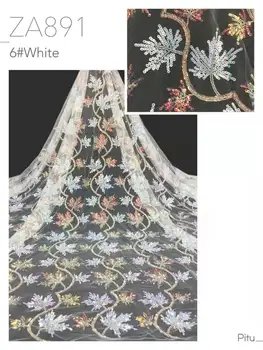 Gražus blizgančiais audinio/Su karoliukai siuvinėjimo Afrikos nėrinių audinio prancūzijos tiulio tinklelio nėriniai Šalies suknelės/vestuvinės suknelės