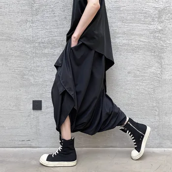 Nereguliarus Mažai Tarpkojo Hip-hop Kryžiaus Kelnės, vyriški Japonų Stiliaus Pagerėjo Kimono Kendo Vienodas Hakama Bushido Sijonas Kelnės
