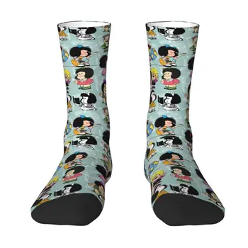 Kawaii Mens Mafalda Quino Komiksai Suknelė, Kojinės Šiltos Unisex Breathbale 3D Spausdinimo Animacinių filmų Įgulos Kojinės