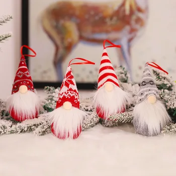 4PCS Kalėdų Papuošalai Pliušinis Beveidis Barzdotas Santa Elf Kabantys Pakabukai Kalėdų Eglutės Puošmena Namų Dekoro
