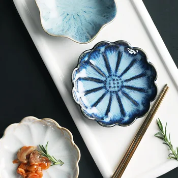 Kaulų Kinijos Stalo Japonų Stiliaus Plokštė Rinkiniai Gėlių Lapų 8 Spalvų Maisto Plokštės Nustatyti Patiekalų Serviravimo Vakarienė Dizaineris Virtuvė