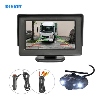 DIYKIT 4.3 colių TFT LCD Automobilinis Monitorius + Vandeniui LED Naktinio Matymo Automobilio Galinio vaizdo Kamera Parkavimo Sistema Kit