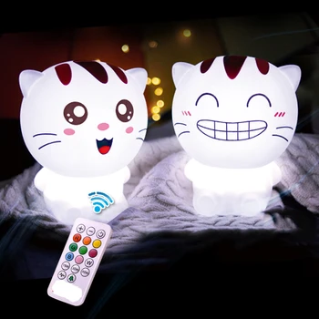 Silikoninis kačių naktį šviesos USB įkrovimo animacinių filmų augintiniai žaislus, lempas, vaikų, kūdikių, vaikų lovos miegoti lentelė žibintai dekoras apšvietimas