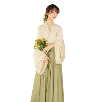 Originalas Geresnis Elegantiškas Didelis Rankovės Viršaus Šviesiai Žalia Hanfu Suknelė Moterims Kinijos Hanfu Tiktų Plisuotos Sijonas Kasdien Suknelė