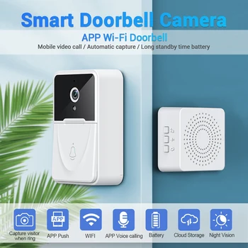 X3 Smart Video Doorbell Belaidis Wi-Fi, Video, Namų Stebėjimas Naktinio Matymo Domofonas Doorbell Paramos Programų Mobiliesiems Peržiūra