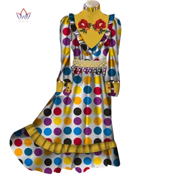 Rudenį Vaikai Afrikos Drabužius Individualų Mergina Mados Suknelė Afrikos Dashiki Spausdinti Drabužius Mergina ilgomis Rankovėmis Šalis Suknelė WYT344