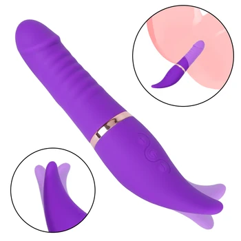 Klitorio Stimuliatorius Moterų Sekso Žaislai Moterims, Teleskopiniai Sūpynės Dildo Vibratorius 10+10 Greičio Oralinis Seksas Kalba Lyžis G-spot