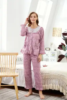 Moterų pižama nustatyti pavasarį ir rudenį naują spausdinimo ilgomis rankovėmis mielas pižama atsitiktinis namų drabužiai moterų pižama