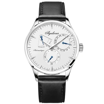 Agelocer Prekės Laikrodžiai Originalus Dizainas Mechaninis laikrodis Vyrams, Atsitiktinis Mados Laikrodžiai natūralios Odos Dirželis Galios Rezervo 410
