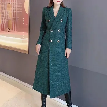 2021 m. rudens ir žiemos naujas vilnonis paltas moteriška plonas kostiumas apykaklės vilnonis kailis vidutinio ir ilgo mados