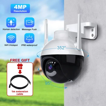 Wifi PTZ Kamera 4MP Priežiūros IP Kamera Lauko Naktinio Matymo Auto žmonėmis CCTV Saugumo Belaidžio Cam Namų Gatvės