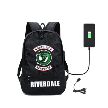 Riverdale Pietų Pusėje Žalčių Cosplay Kuprinė su USB Port / Lock / Ausines Kelionės Mokyklų Studentų Pečių Maišą